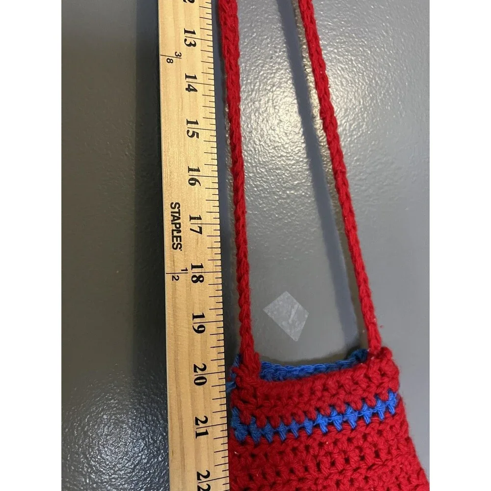 Handmade Crochet Shoulder Bag Womens Small Crossbody Purse Striped Unique Gift